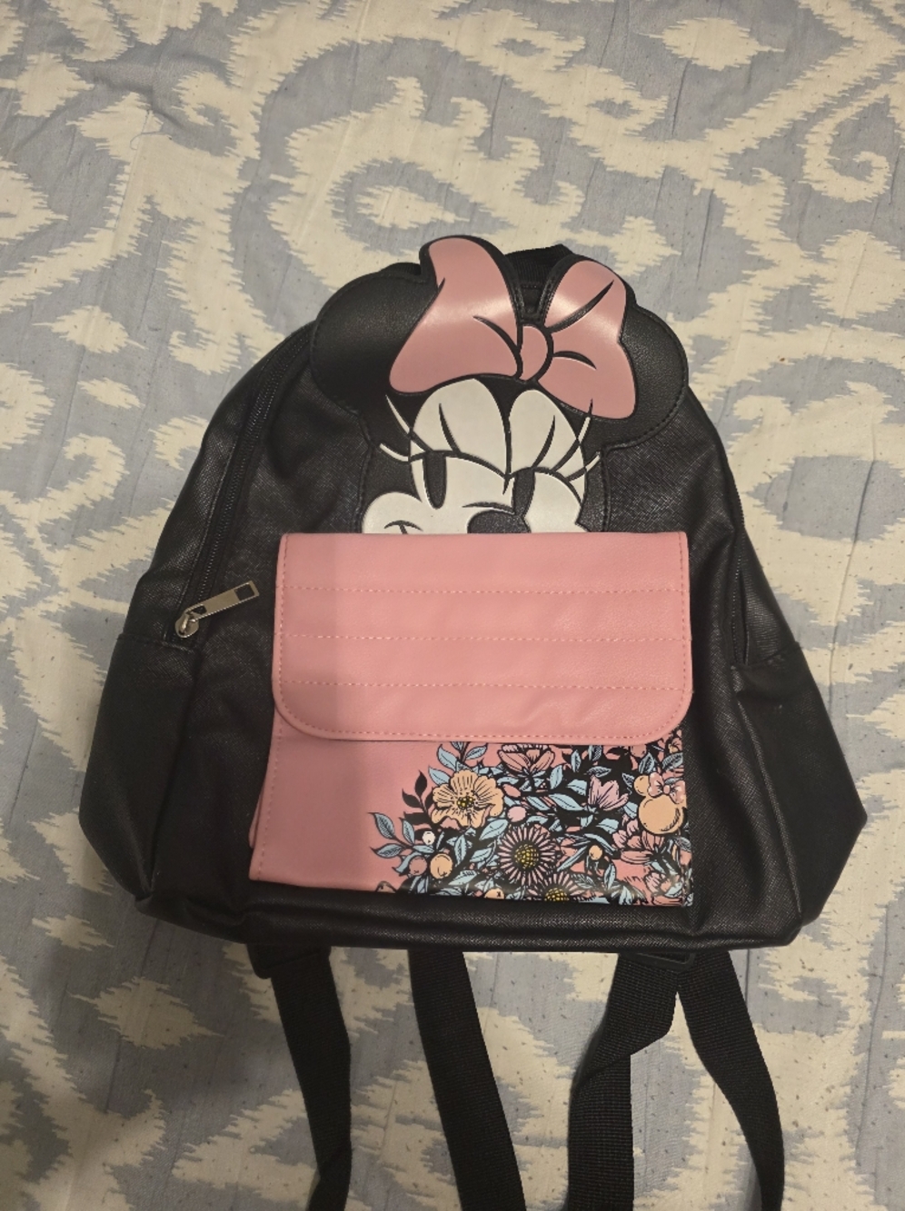 Disney Black & Pink Minnie Mouse Floral Accent Backpack